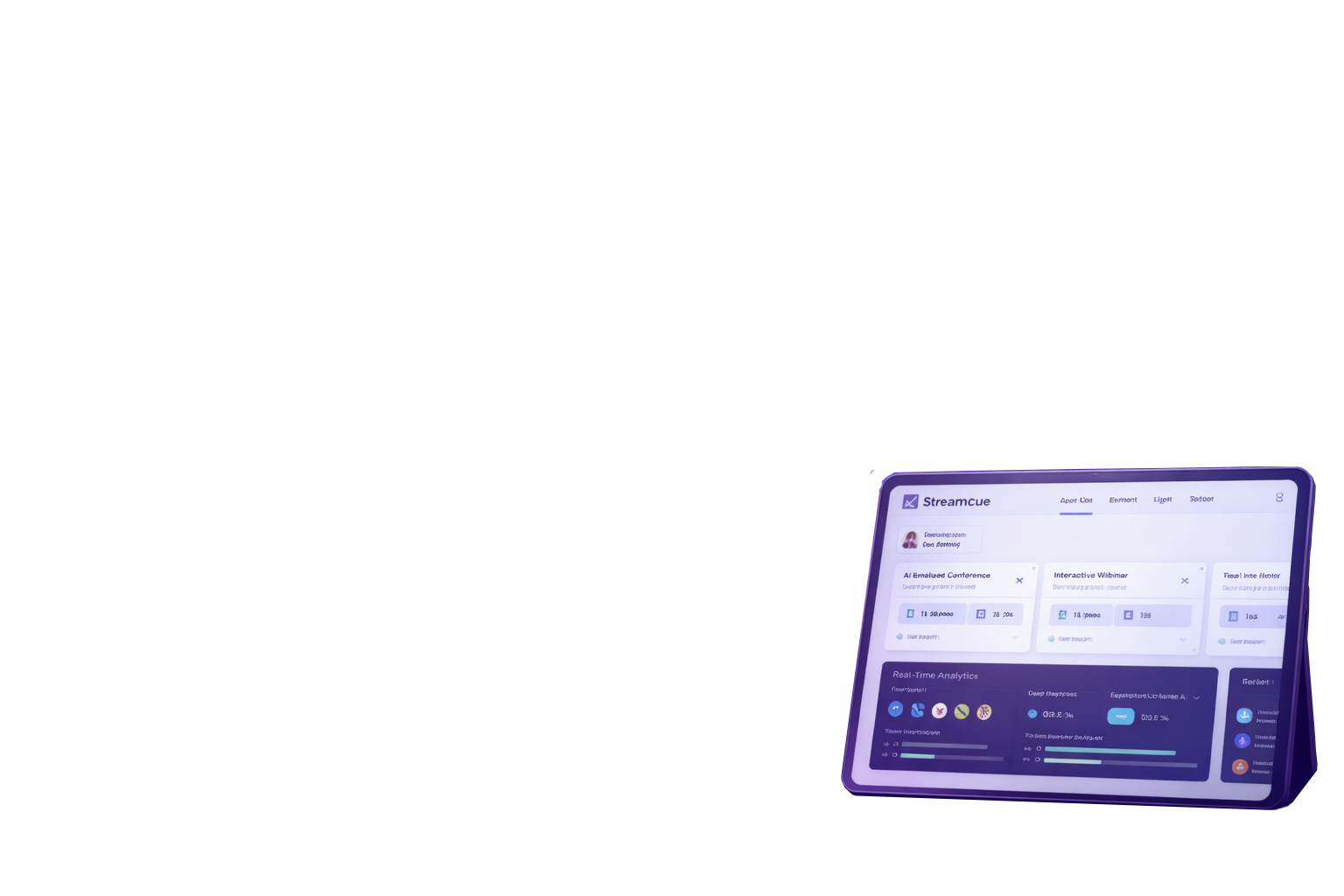 Streamcue dashboard preview on a tablet